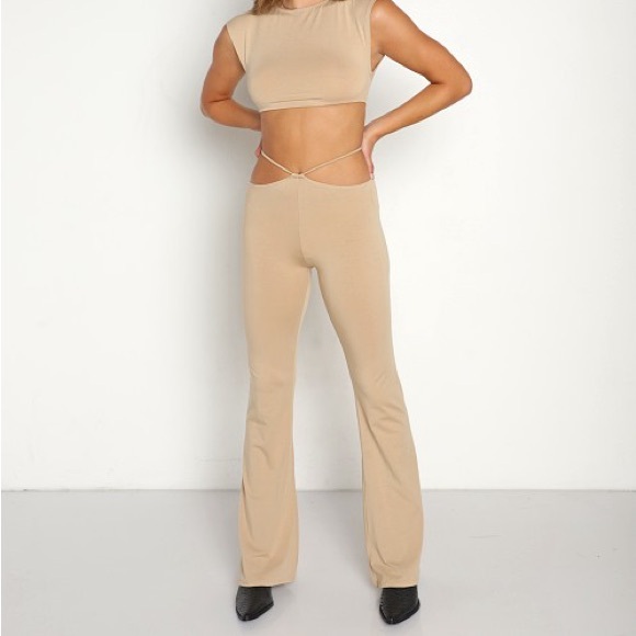 Indah tan flared string hip pants - Picture 3 of 11